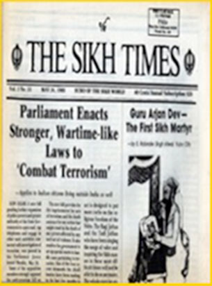 Newspaper published by Sikh Foundation from 1984-85