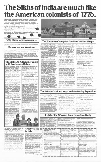 Full-page advertisement that appeared in major metropolitan newspapers in 1984 Full-page advertisement that appeared in major metropolitan newspapers in 1984