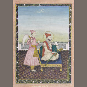Sikh Art Watch - A Sikh prince seated against a bolster on a terrace SINGH Sikh Art Watch - A Sikh prince seated against a bolster on a terrace