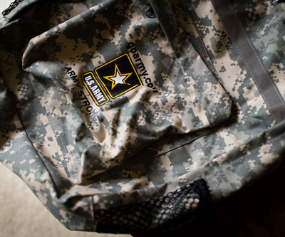 The backpack that Mr. Singh received when he enlisted. The backpack that Mr. Singh received when he enlisted.